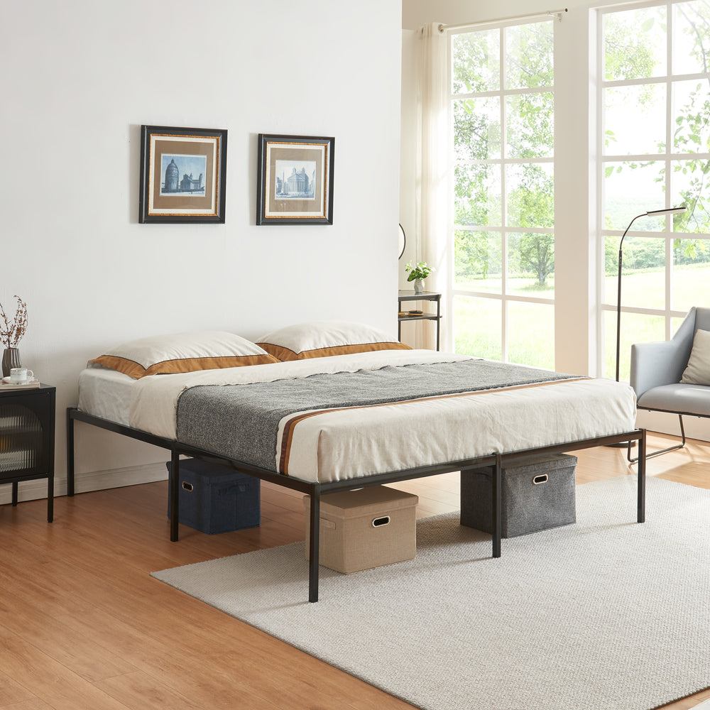 Metalen bed Vårdö met bedbodem zwart [en.casa]