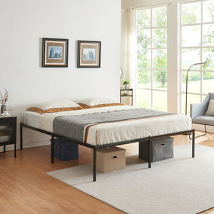 Metalen bed Vårdö met bedbodem zwart [en.casa]