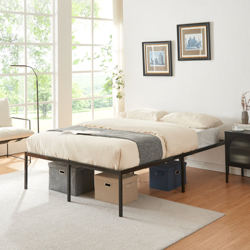 Metalen bed Vårdö met bedbodem zwart [en.casa]