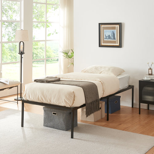 Metalen bed Vårdö met bedbodem zwart [en.casa]