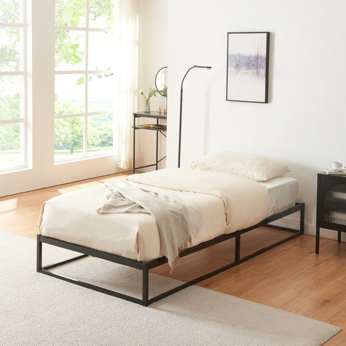 Metalen bed Trerunta met bedbodem zwart [en.casa]
