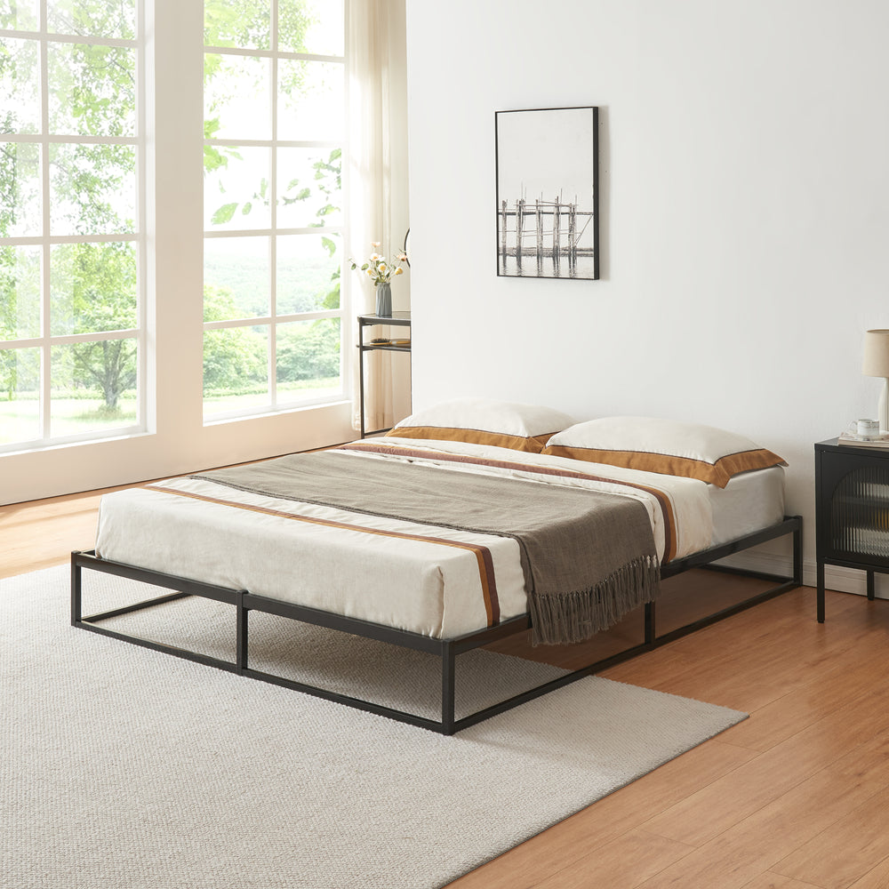 Metalen bed Trerunta met bedbodem zwart [en.casa]