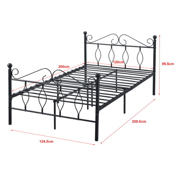 Metalen bedframe Apolda met metalen bedbodem zwart - 3 varianten