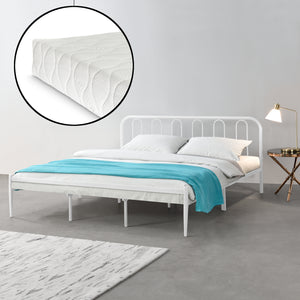 Metalen bedframe Hanko wit met matras - verschillende maten