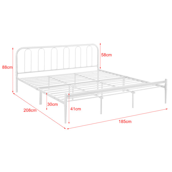 Metalen bedframe Hanko wit met matras - verschillende maten
