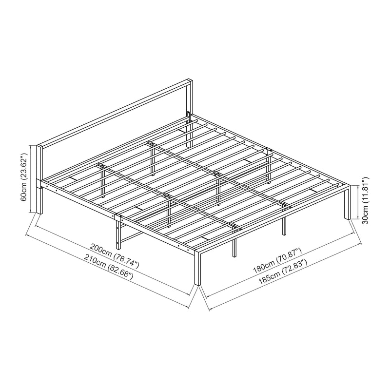Maatschets Metalen bedframe Zeus met bedbodem en matras - verschillende maten en kleuren