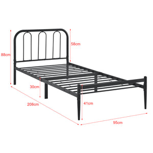 Metalen bedframe Hanko zwart met bedbodem en matras - verschillende maten
