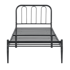 Metalen bedframe Hanko zwart met bedbodem en matras - verschillende maten