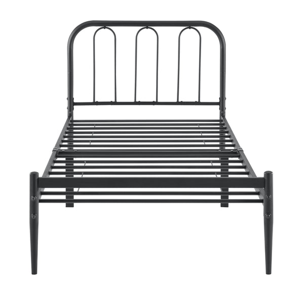 Metalen bedframe Hanko zwart met bedbodem en matras - verschillende maten