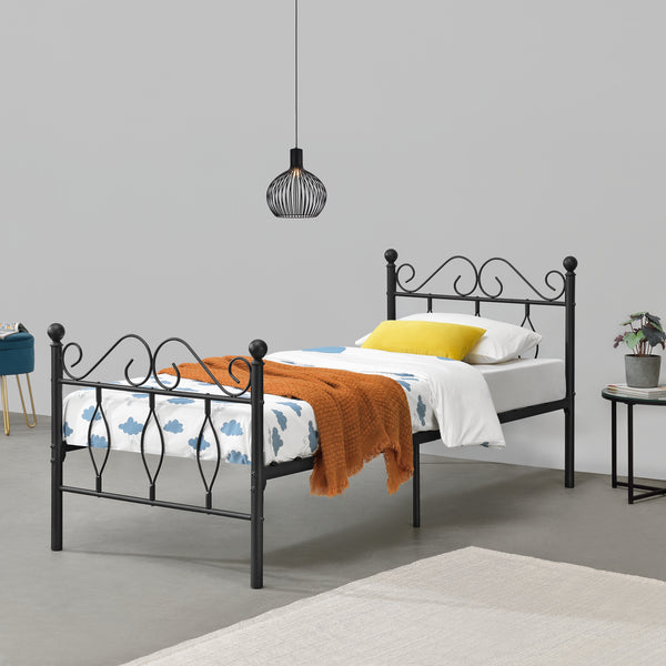 Metalen bedframe Apolda met metalen bedbodem zwart - 3 varianten
