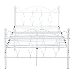 Metalen bedframe Apolda met matras en metalen bedbodem wit - 3 varianten
