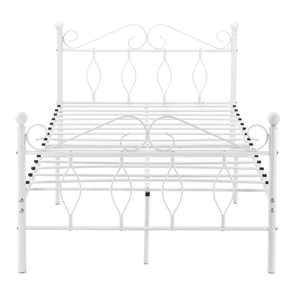 Metalen bedframe Apolda met matras en metalen bedbodem wit - 3 varianten