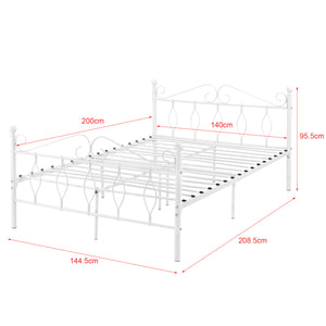 Metalen bedframe Apolda met metalen bedbodem wit - 3 varianten