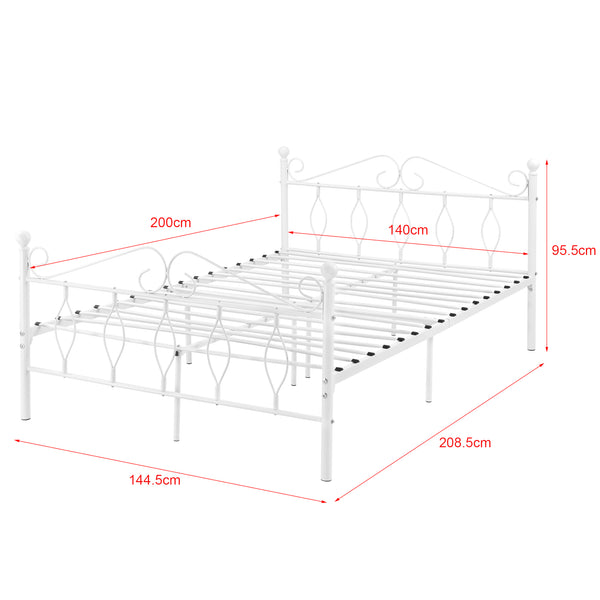 Metalen bedframe Apolda met metalen bedbodem wit - 3 varianten