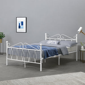 Metalen bedframe Apolda met metalen bedbodem wit - 3 varianten