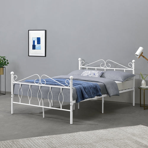 Metalen bedframe Apolda met metalen bedbodem wit - 3 varianten