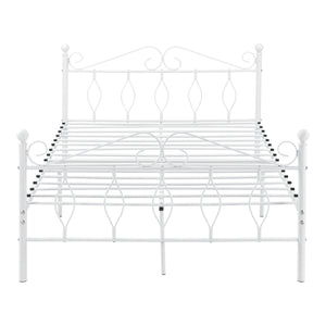 Metalen bedframe Apolda met matras en metalen bedbodem wit - 3 varianten