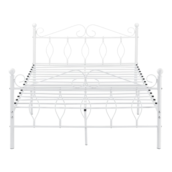 Metalen bedframe Apolda met matras en metalen bedbodem wit - 3 varianten