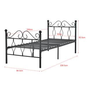 Metalen bedframe Apolda met matras en metalen bedbodem zwart - 3 varianten