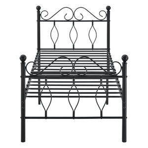 Metalen bedframe Apolda met matras en metalen bedbodem zwart - 3 varianten