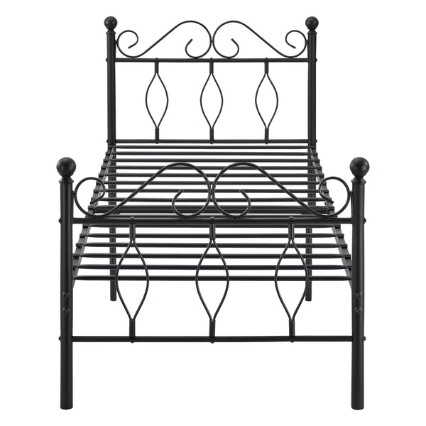 Metalen bedframe Apolda met matras en metalen bedbodem zwart - 3 varianten