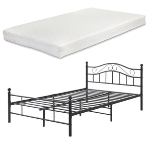 Metalen bedframe incl. bedbodem met of zonder matras 120x200 cm - zwart of wit