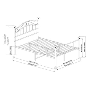 Metalen bedframe incl. bedbodem met of zonder matras 120x200 cm - zwart of wit