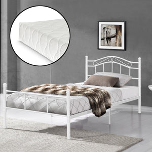 Metalen bedframe incl. bedbodem met of zonder matras 120x200 cm - zwart of wit