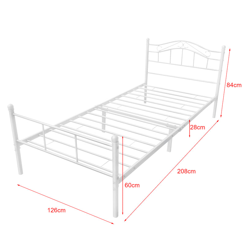 Maatschets Metalen bedframe incl. bedbodem met of zonder matras 120x200 cm - zwart of wit