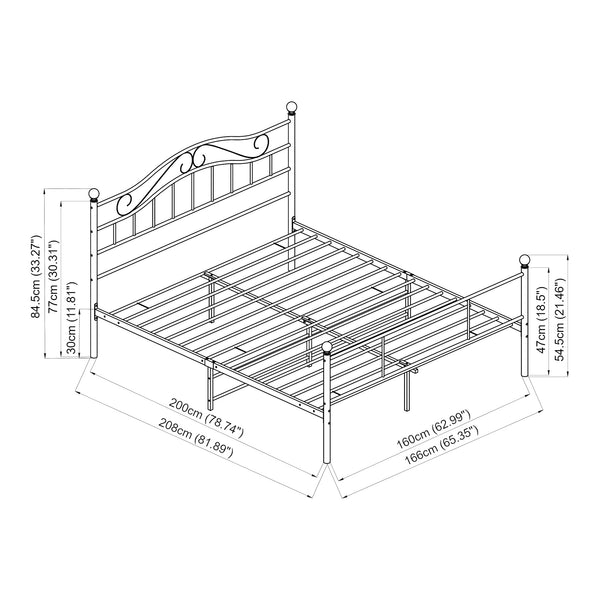 Metalen bedframe Florenz incl. bedbodem - 8 varianten