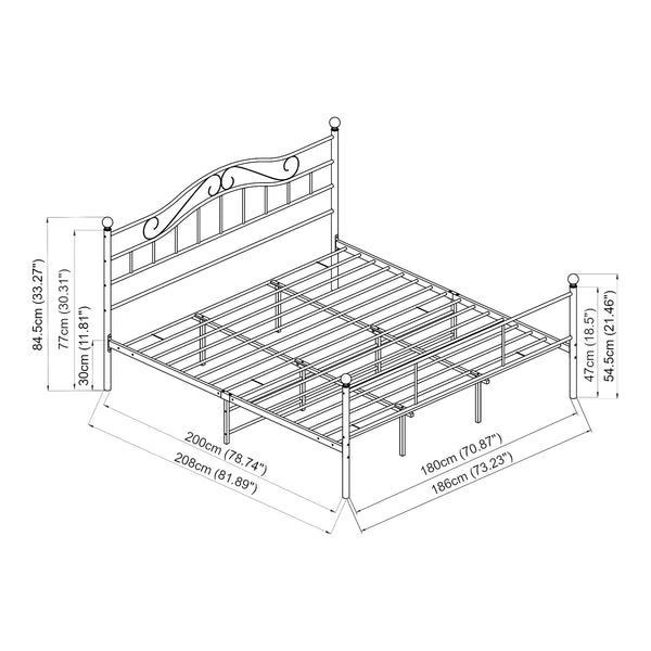 Metalen bedframe Florenz incl. bedbodem - 8 varianten