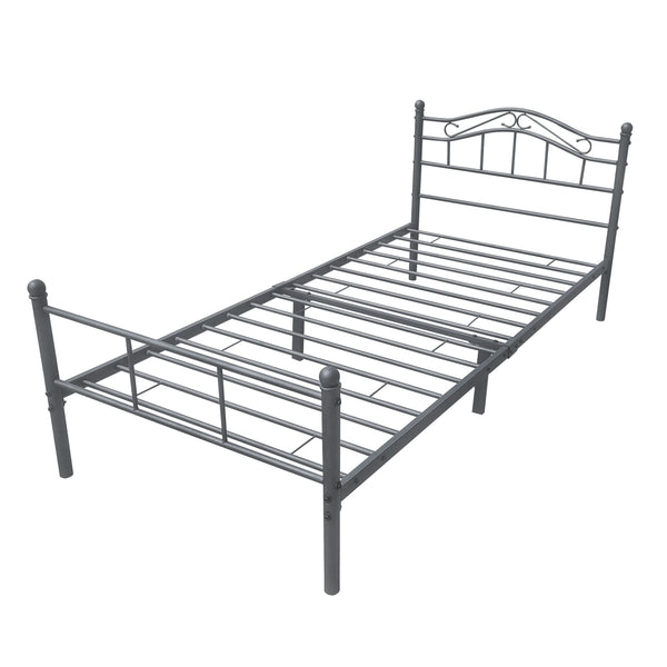 Metalen bedframe Florenz met bedbodem donkergrijs - verschillende maten