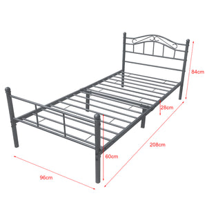 Metalen bedframe Florenz met bedbodem donkergrijs - verschillende maten