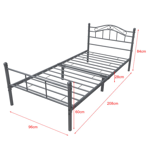 Metalen bedframe Florenz met bedbodem donkergrijs - verschillende maten