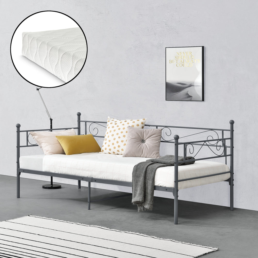Metallbett Kerava 90x200 cm met koudschuimmatras div. kleuren en.casa - premiumXL