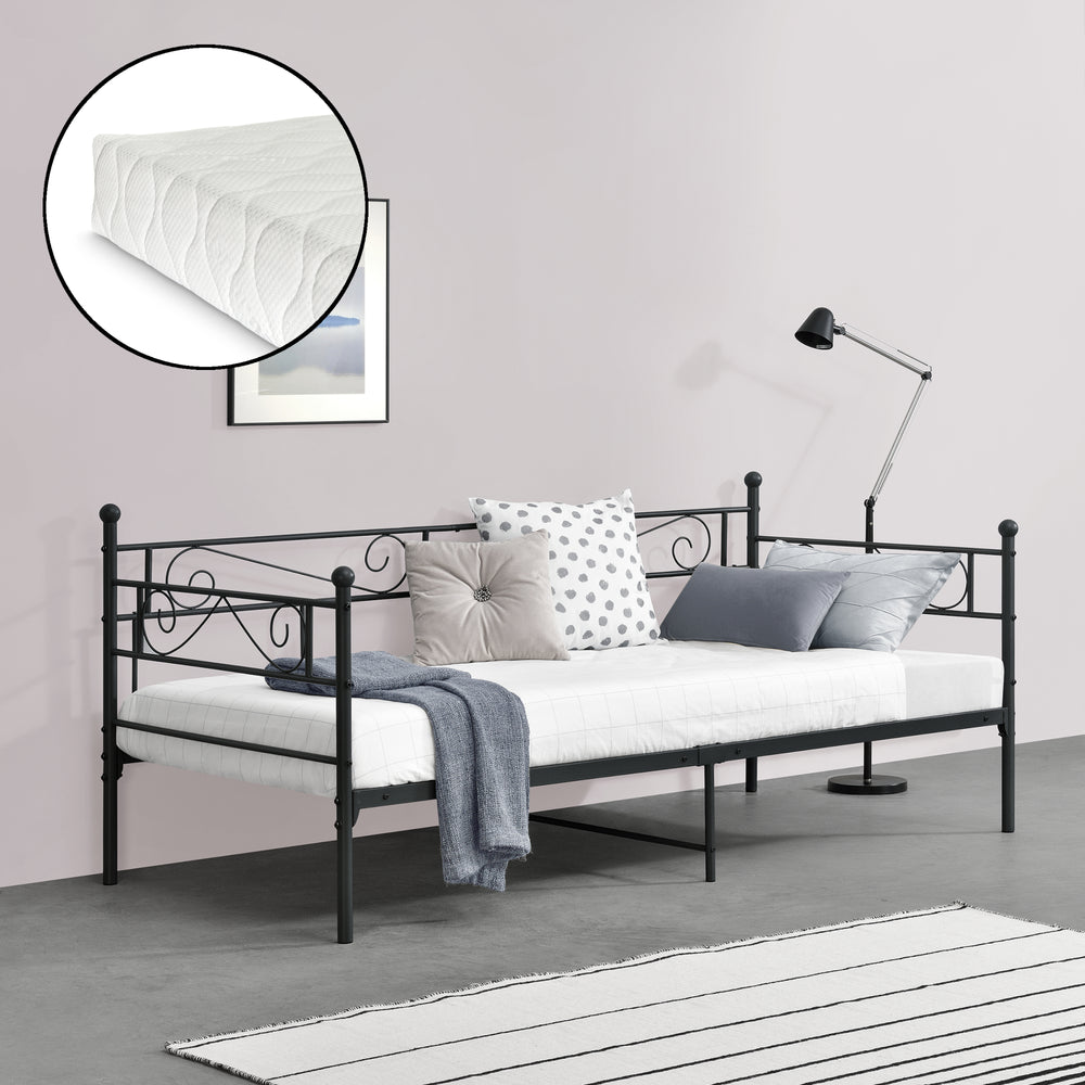 Metallbett Kerava 90x200 cm met koudschuimmatras div. kleuren en.casa - premiumXL