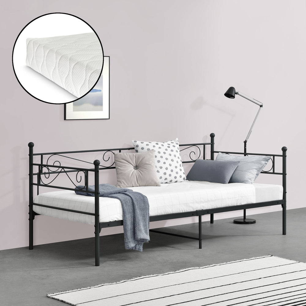 Metallbett Kerava 90x200 cm met koudschuimmatras div. kleuren en.casa - premiumXL