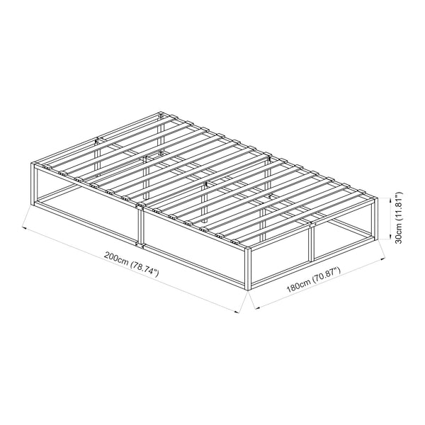 [en.casa] Stalen bed met bedbodem incl. matras zwart - verschillende maten