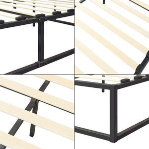 [en.casa] Stalen bed met bedbodem incl. matras zwart - verschillende maten