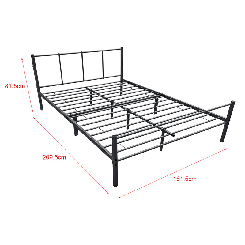Maatschets Stalen bed Laos bedframe met bedbodem zwart [en.casa]