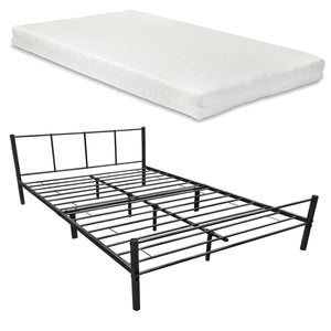 Metalen bedframe Laos met bedbodem en matras zwart - verschillende kleuren