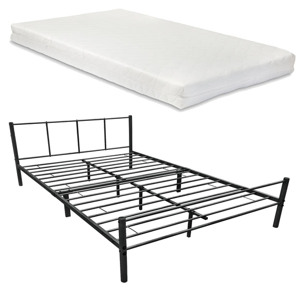 Metalen bedframe Laos met bedbodem en matras zwart - verschillende kleuren