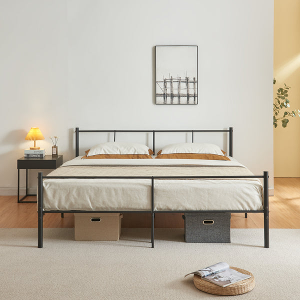 Metalen bedframe Laos met bedbodem en matras zwart - verschillende kleuren