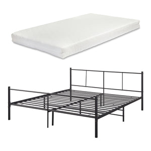 Metalen bedframe Laos met bedbodem en matras zwart - verschillende kleuren