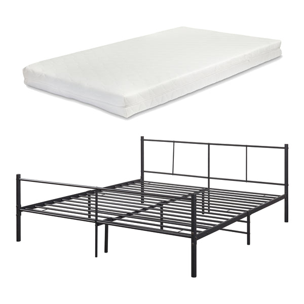Metalen bedframe Laos met bedbodem en matras zwart - verschillende kleuren