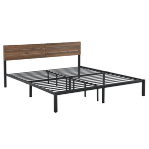 Metalen bed Lausanne bedframe met bedbodem zwart en walnoot - verschillende maten