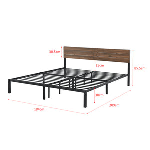 Metalen bed Lausanne bedframe met bedbodem zwart en walnoot - verschillende maten
