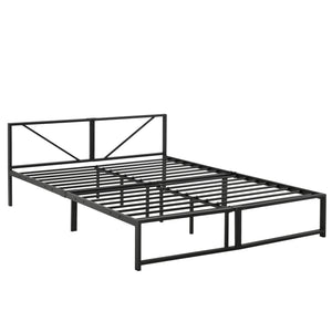 Metalen bed Meran bedframe met bedbodem zwart - 3 maten