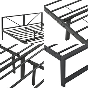 Metalen bed Meran bedframe met bedbodem zwart - 3 maten
