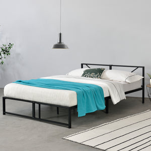 Metalen bed Meran bedframe met bedbodem zwart - 3 maten